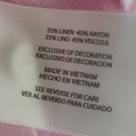 ORVIS Linen rayon blend Roll tab pink button down‎ shirt, size Large women - Picture 7 of 13
